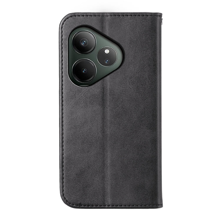 For Realme GT 6 Global Cubic Grid Calf Texture Magnetic Leather Phone Case