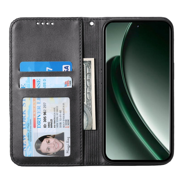 For Realme GT 6 Global Cubic Grid Calf Texture Magnetic Leather Phone Case
