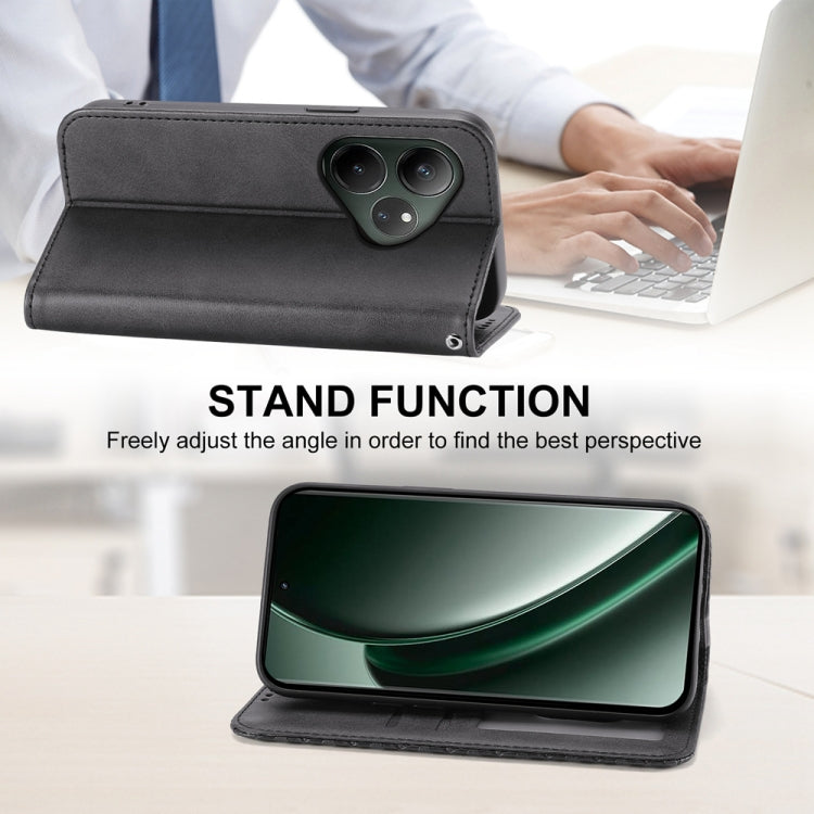 For Realme GT 6 Global Cubic Grid Calf Texture Magnetic Leather Phone Case
