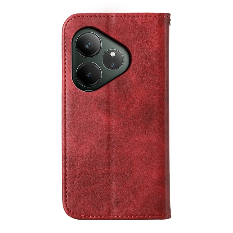 For Realme GT 6 Global Cubic Grid Calf Texture Magnetic Leather Phone Case