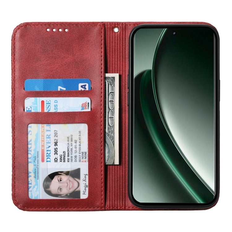 For Realme GT 6 Global Cubic Grid Calf Texture Magnetic Leather Phone Case