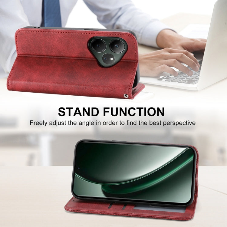For Realme GT 6 Global Cubic Grid Calf Texture Magnetic Leather Phone Case