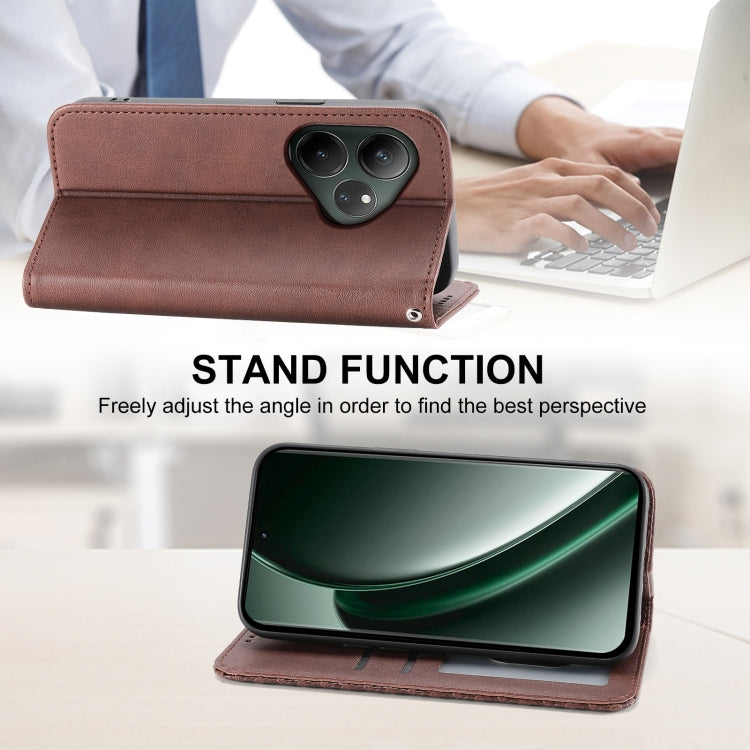 For Realme GT 6 Global Cubic Grid Calf Texture Magnetic Leather Phone Case