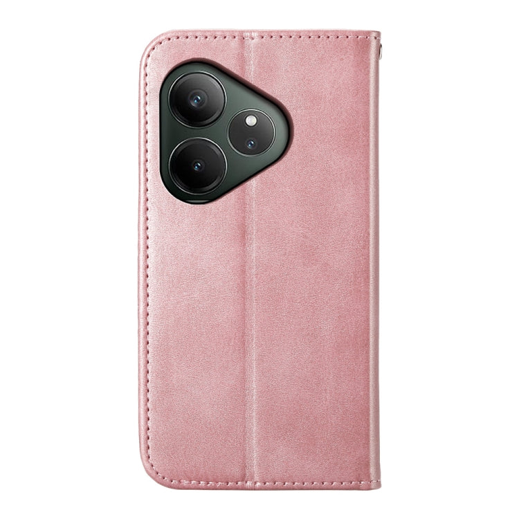 For Realme GT 6 Global Cubic Grid Calf Texture Magnetic Leather Phone Case