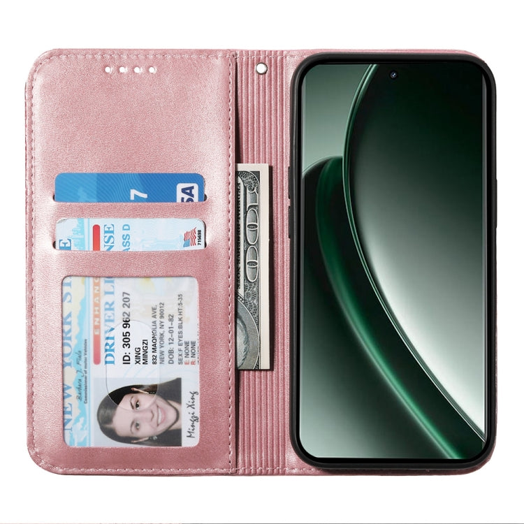 For Realme GT 6 Global Cubic Grid Calf Texture Magnetic Leather Phone Case