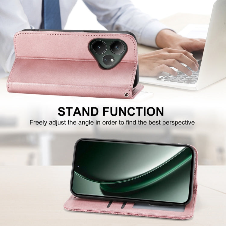 For Realme GT 6 Global Cubic Grid Calf Texture Magnetic Leather Phone Case