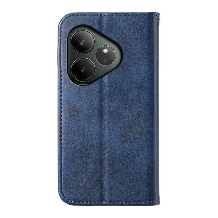 For Realme GT 6 Global Cubic Grid Calf Texture Magnetic Leather Phone Case