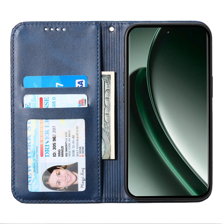 For Realme GT 6 Global Cubic Grid Calf Texture Magnetic Leather Phone Case