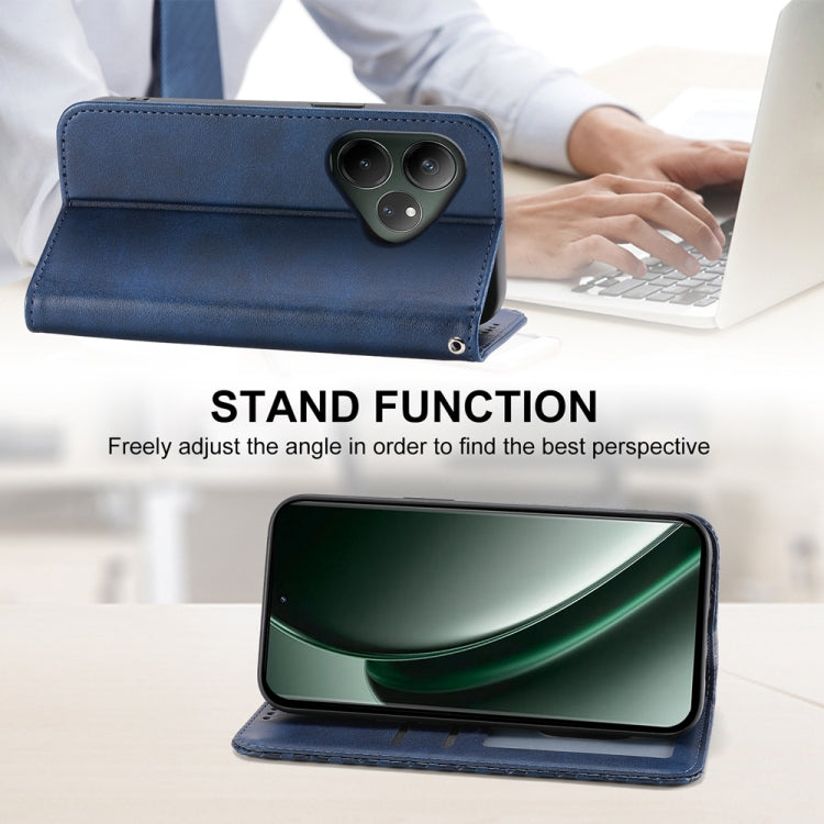 For Realme GT 6 Global Cubic Grid Calf Texture Magnetic Leather Phone Case