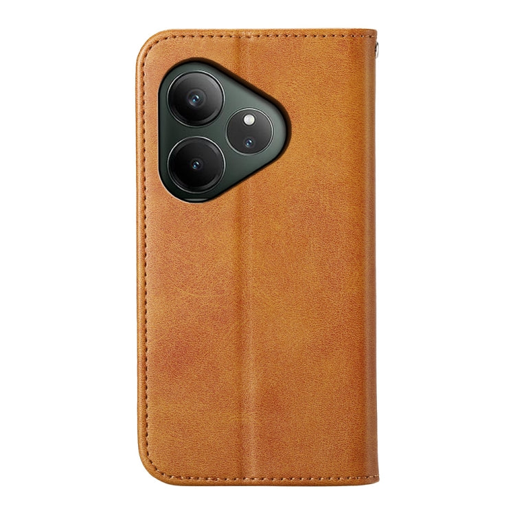 For Realme GT 6 Global Cubic Grid Calf Texture Magnetic Leather Phone Case