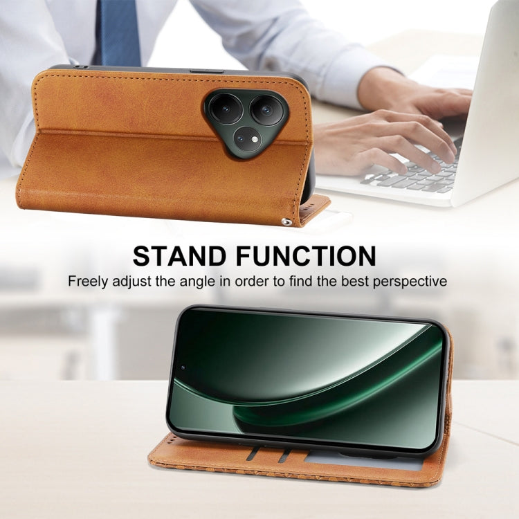 For Realme GT 6 Global Cubic Grid Calf Texture Magnetic Leather Phone Case