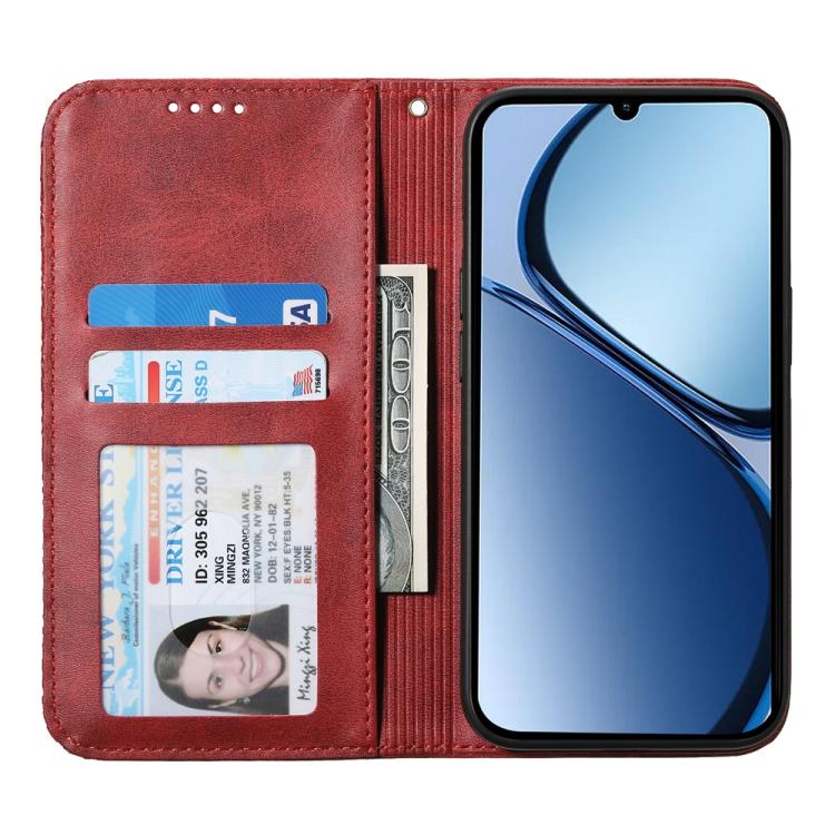 For Realme 13+ Cubic Grid Calf Texture Magnetic Leather Phone Case