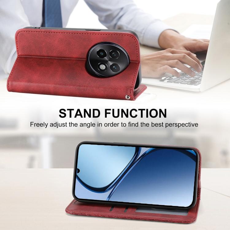 For Realme 13+ Cubic Grid Calf Texture Magnetic Leather Phone Case