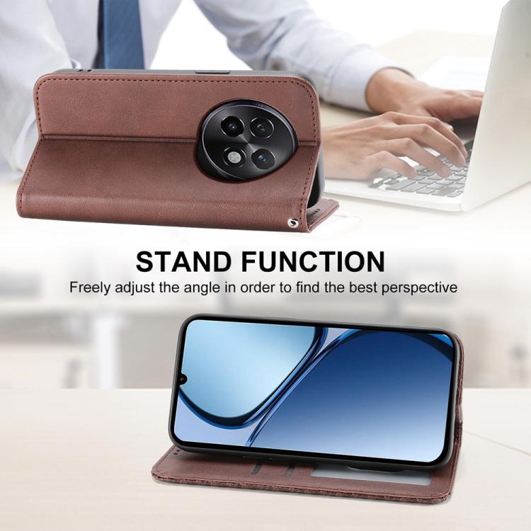 For Realme 13+ Cubic Grid Calf Texture Magnetic Leather Phone Case
