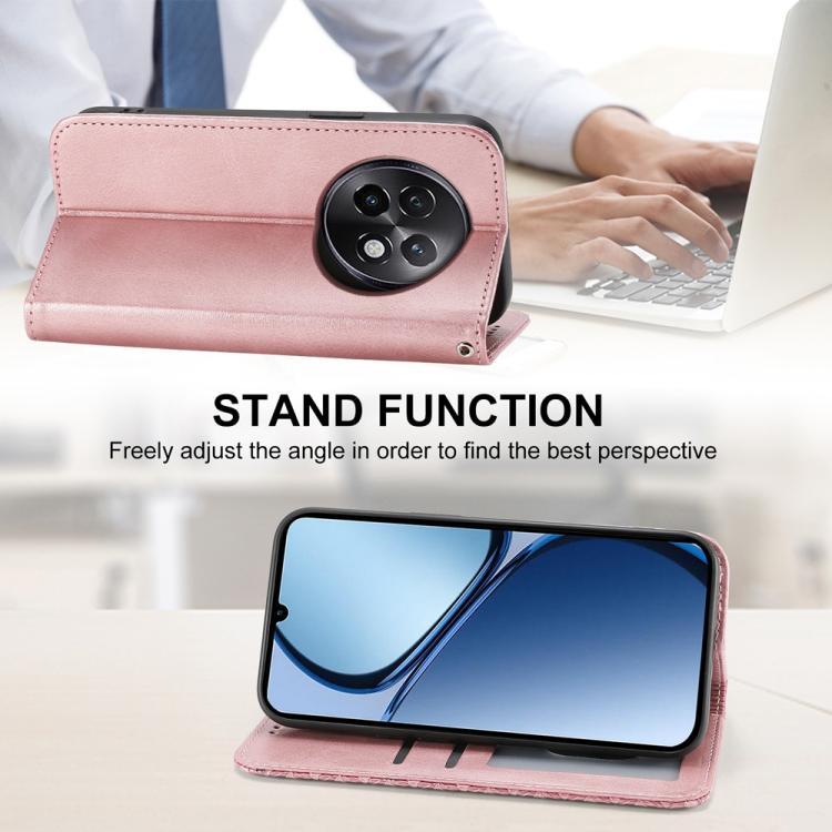 For Realme 13+ Cubic Grid Calf Texture Magnetic Leather Phone Case