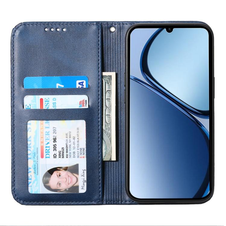 For Realme 13+ Cubic Grid Calf Texture Magnetic Leather Phone Case