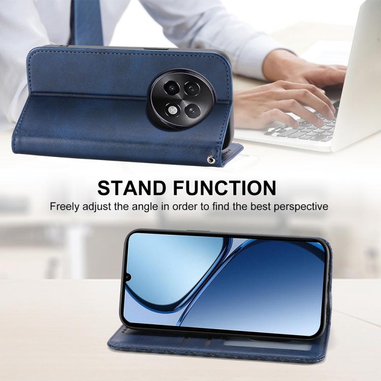For Realme 13+ Cubic Grid Calf Texture Magnetic Leather Phone Case
