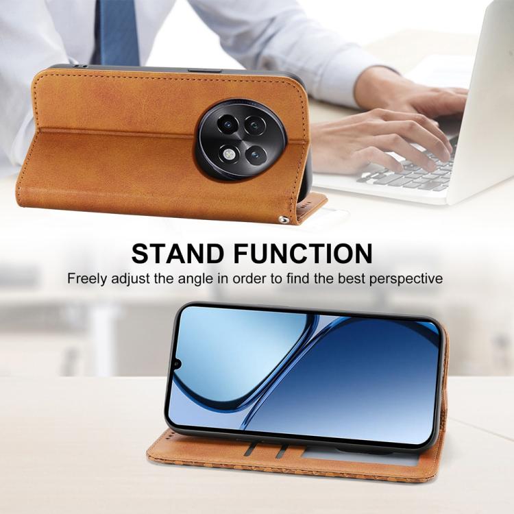 For Realme 13+ Cubic Grid Calf Texture Magnetic Leather Phone Case