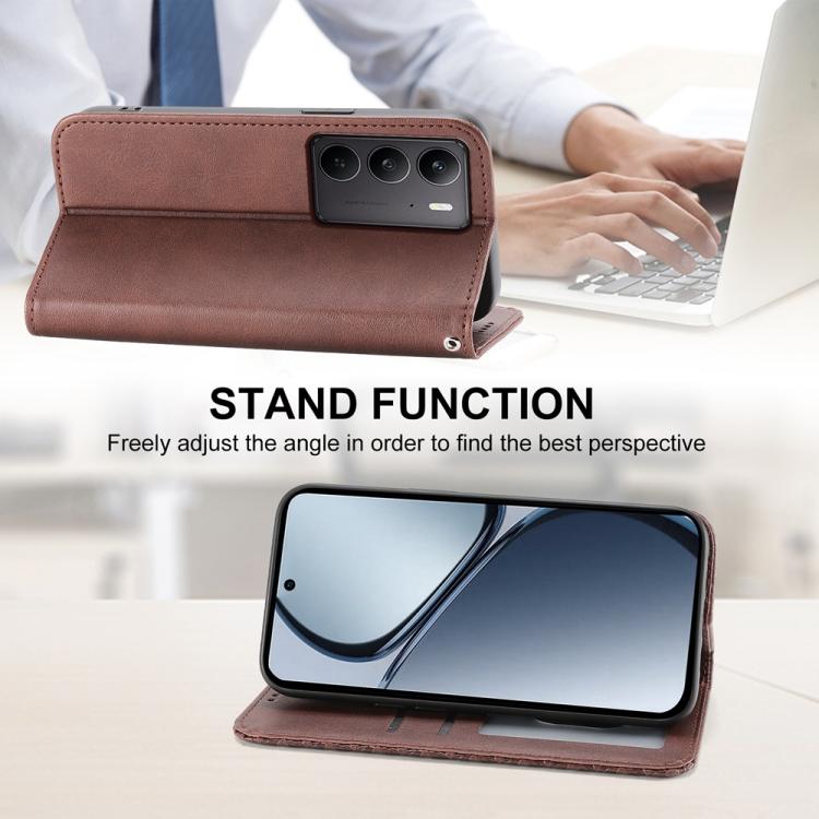 For Realme C75 / Realme 14x Cubic Grid Calf Texture Magnetic Leather Phone Case