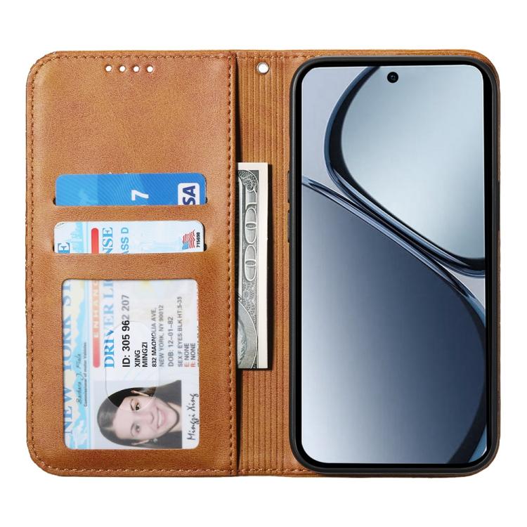 For Realme C75 / Realme 14x Cubic Grid Calf Texture Magnetic Leather Phone Case