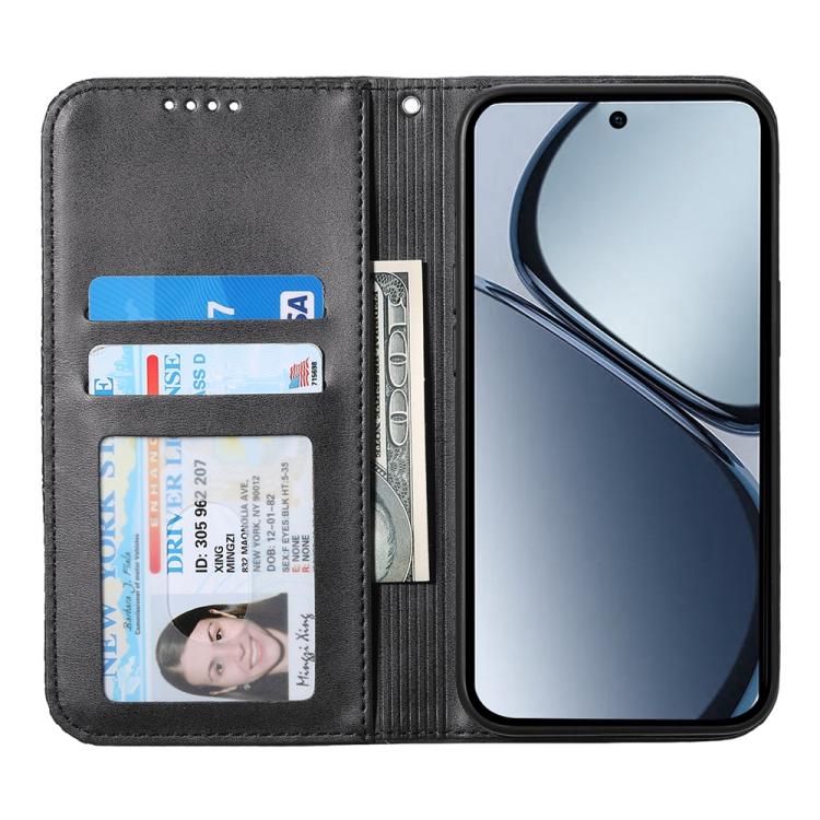 For Realme 14 Pro+ Cubic Grid Calf Texture Magnetic Leather Phone Case
