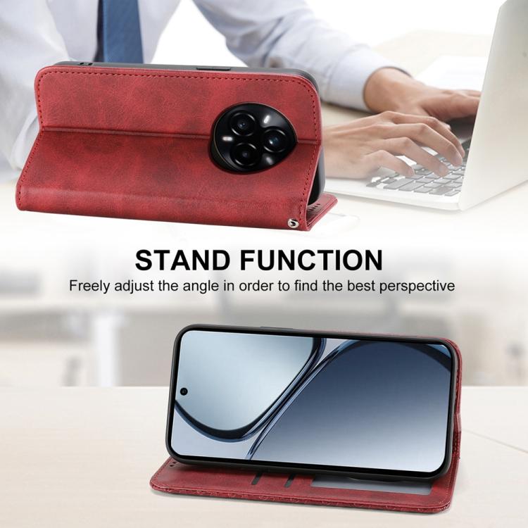 For Realme 14 Pro+ Cubic Grid Calf Texture Magnetic Leather Phone Case