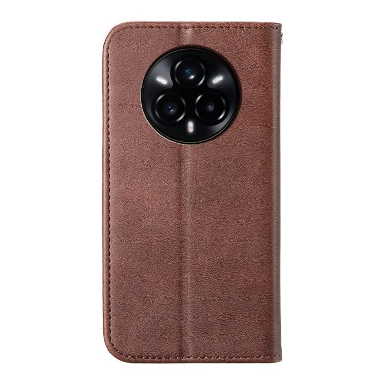 For Realme 14 Pro+ Cubic Grid Calf Texture Magnetic Leather Phone Case