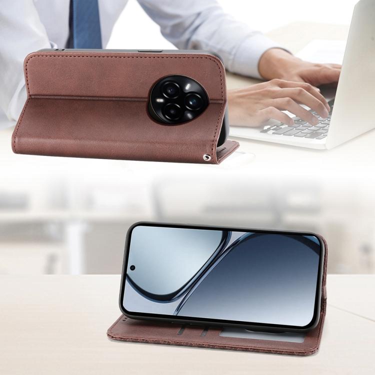 For Realme 14 Pro+ Cubic Grid Calf Texture Magnetic Leather Phone Case