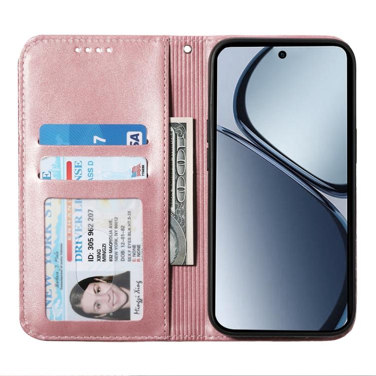 For Realme 14 Pro+ Cubic Grid Calf Texture Magnetic Leather Phone Case