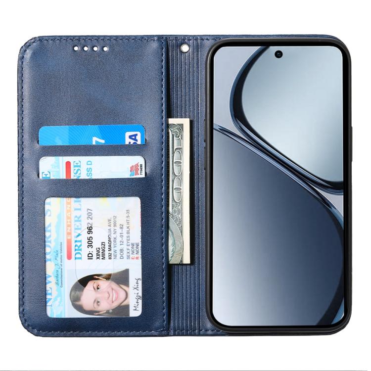 For Realme 14 Pro+ Cubic Grid Calf Texture Magnetic Leather Phone Case