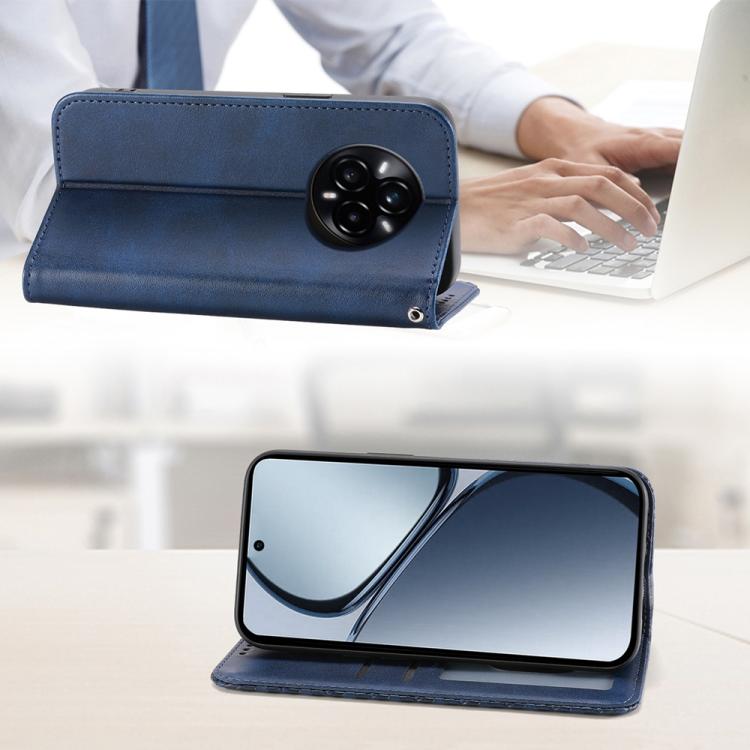 For Realme 14 Pro+ Cubic Grid Calf Texture Magnetic Leather Phone Case