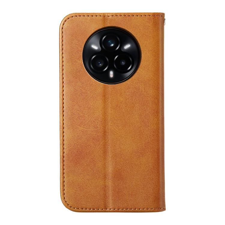 For Realme 14 Pro+ Cubic Grid Calf Texture Magnetic Leather Phone Case