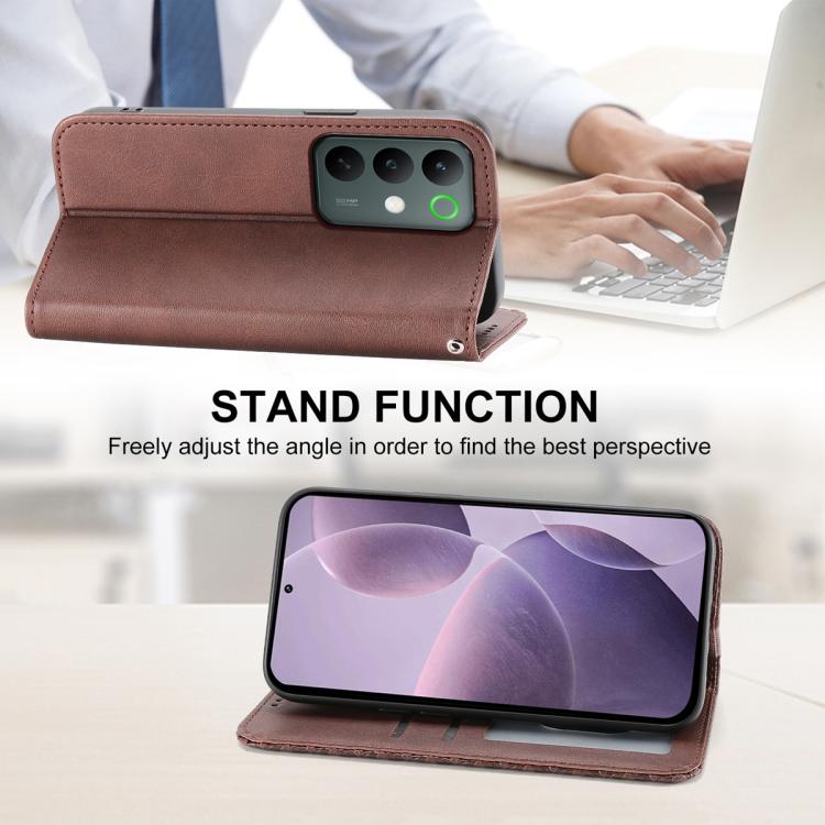 For Realme C85 Pro 4G Cubic Grid Calf Texture Magnetic Leather Phone Case