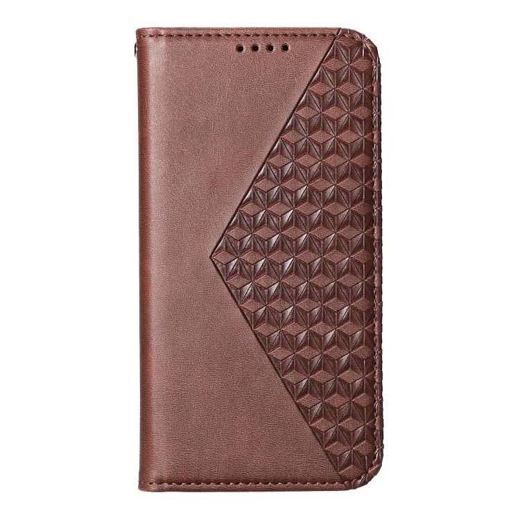 For Realme 16 5G Cubic Grid Calf Texture Magnetic Leather Phone Case
