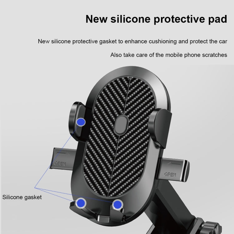 FLOVEME YXF233966 Carbon Fiber Texture One Click Lock Car Holder, Style:Dashboard(Black)