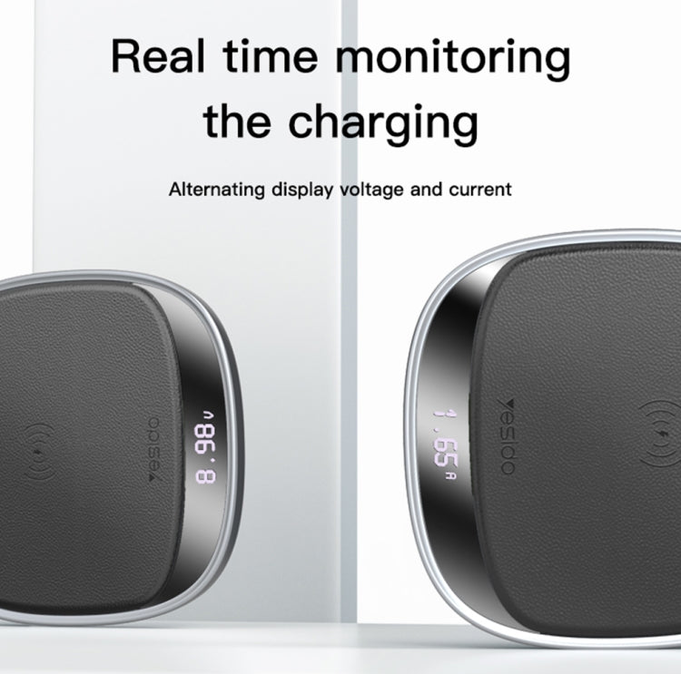 Yesido DS11 15W Desktop Qi Wireless Charger with LED Digital Display(Black)