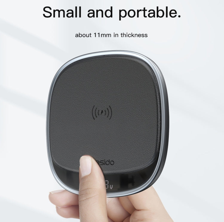 Yesido DS11 15W Desktop Qi Wireless Charger with LED Digital Display(Black)