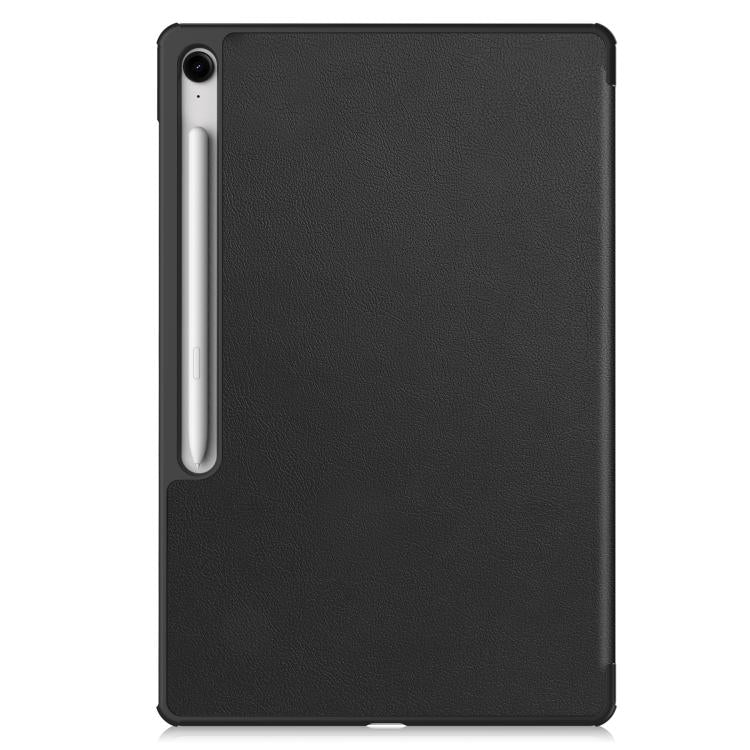For Samsung Galaxy Tab S10 FE+ Custer Pure Color 3-Fold Holder Smart Leather Tablet Case