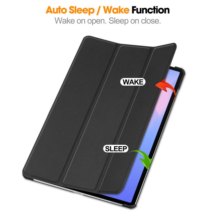 For Samsung Galaxy Tab S10 FE+ Custer Pure Color 3-Fold Holder Smart Leather Tablet Case