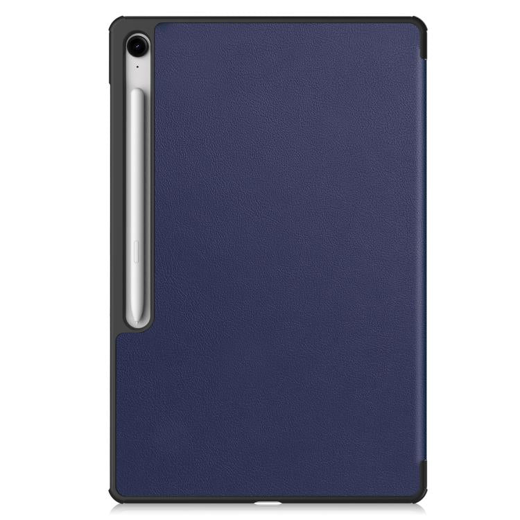 For Samsung Galaxy Tab S10 FE+ Custer Pure Color 3-Fold Holder Smart Leather Tablet Case