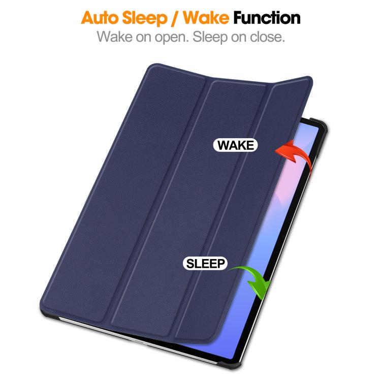 For Samsung Galaxy Tab S10 FE+ Custer Pure Color 3-Fold Holder Smart Leather Tablet Case