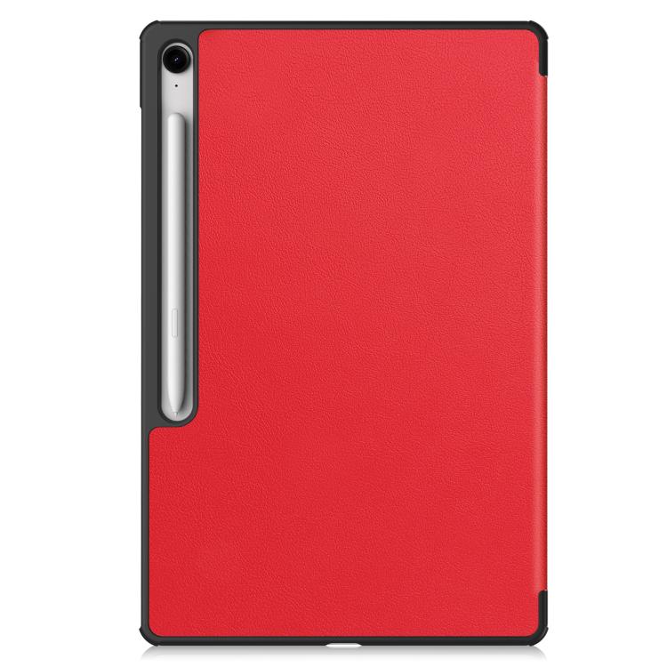 For Samsung Galaxy Tab S10 FE+ Custer Pure Color 3-Fold Holder Smart Leather Tablet Case