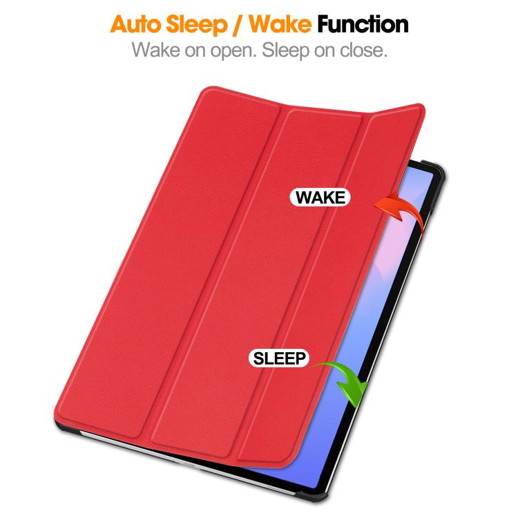 For Samsung Galaxy Tab S10 FE+ Custer Pure Color 3-Fold Holder Smart Leather Tablet Case