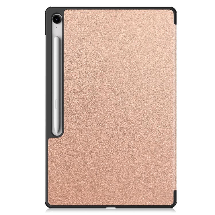 For Samsung Galaxy Tab S10 FE+ Custer Pure Color 3-Fold Holder Smart Leather Tablet Case