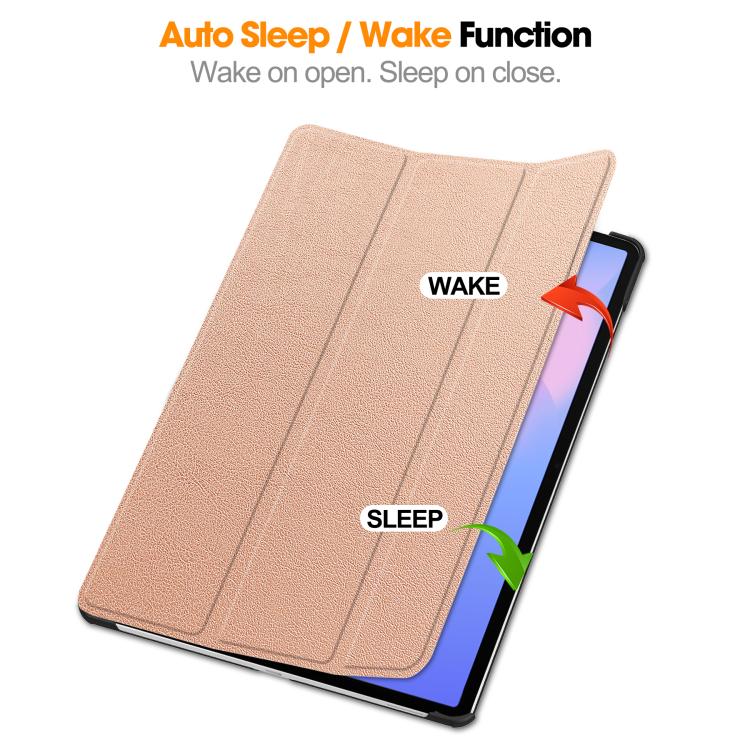 For Samsung Galaxy Tab S10 FE+ Custer Pure Color 3-Fold Holder Smart Leather Tablet Case