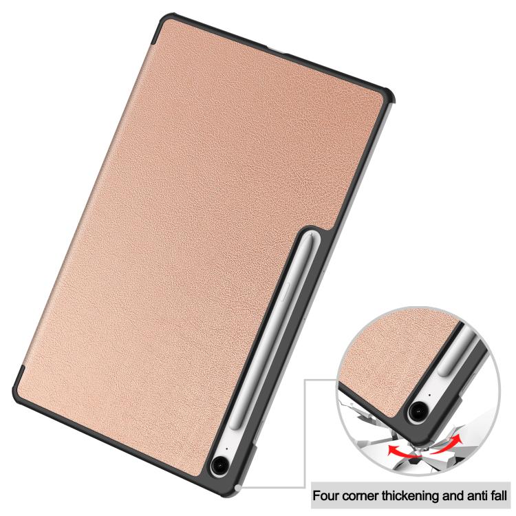For Samsung Galaxy Tab S10 FE+ Custer Pure Color 3-Fold Holder Smart Leather Tablet Case