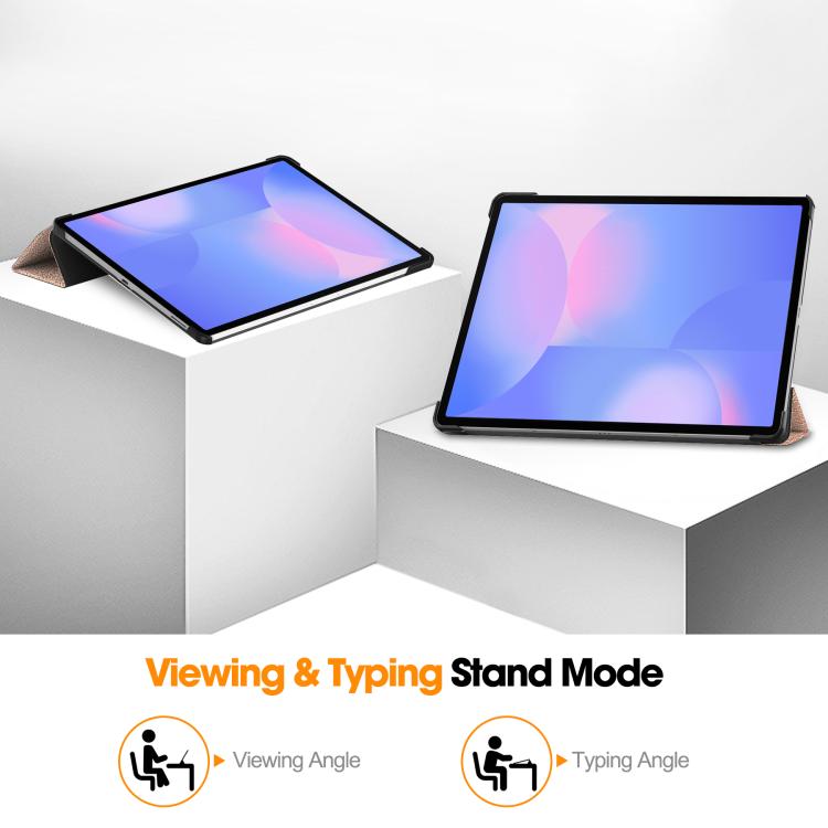 For Samsung Galaxy Tab S10 FE+ Custer Pure Color 3-Fold Holder Smart Leather Tablet Case