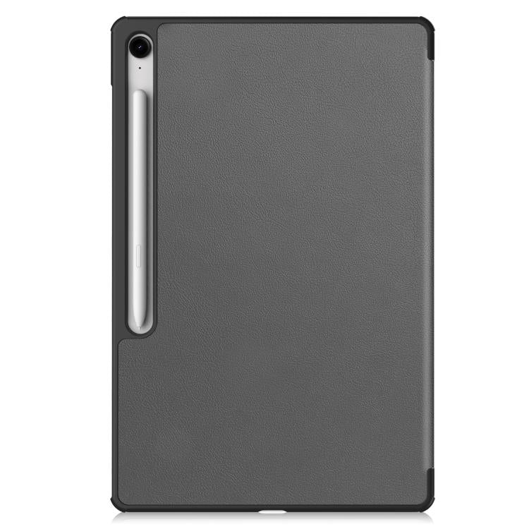 For Samsung Galaxy Tab S10 FE+ Custer Pure Color 3-Fold Holder Smart Leather Tablet Case