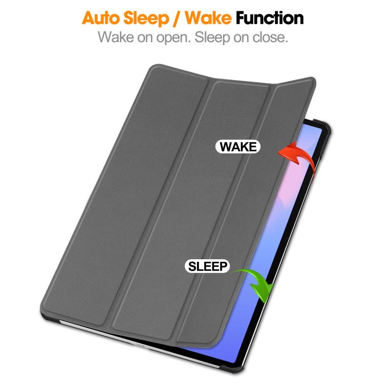 For Samsung Galaxy Tab S10 FE+ Custer Pure Color 3-Fold Holder Smart Leather Tablet Case
