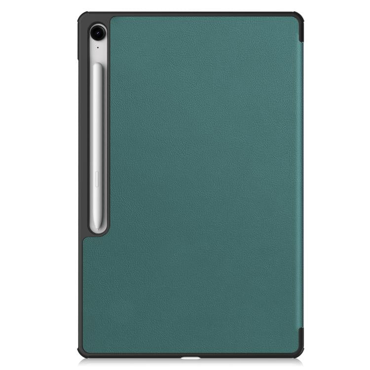For Samsung Galaxy Tab S10 FE+ Custer Pure Color 3-Fold Holder Smart Leather Tablet Case
